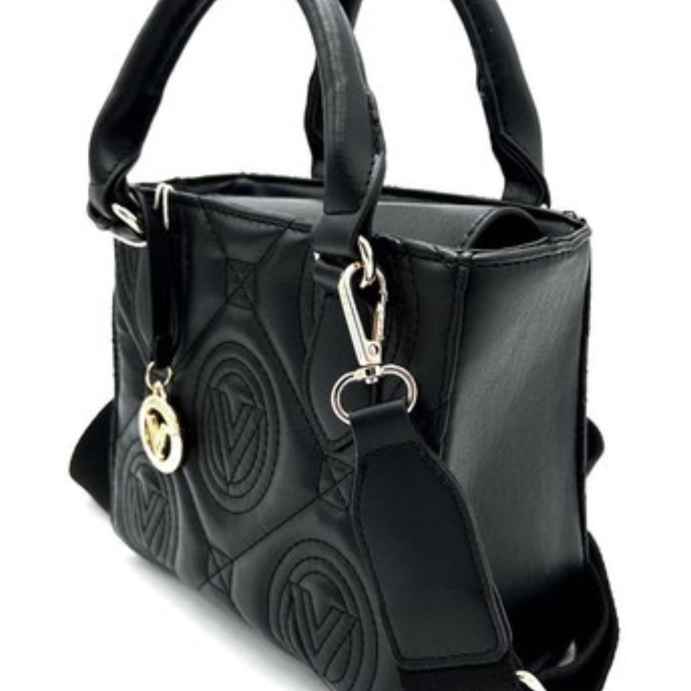 VALENTINO ORLANDI Quilted Tote Bag Purse Black Bag Crossbody Gold MRSP $259 NWT - Picture 6 of 7